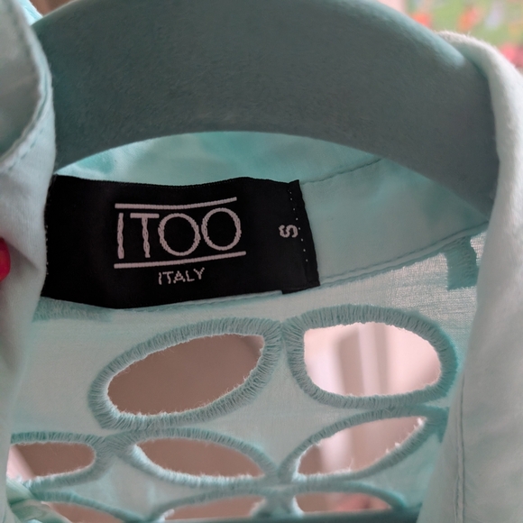 Tiffany Blue Eyelet Button-Down Dress - Picture 8 of 8